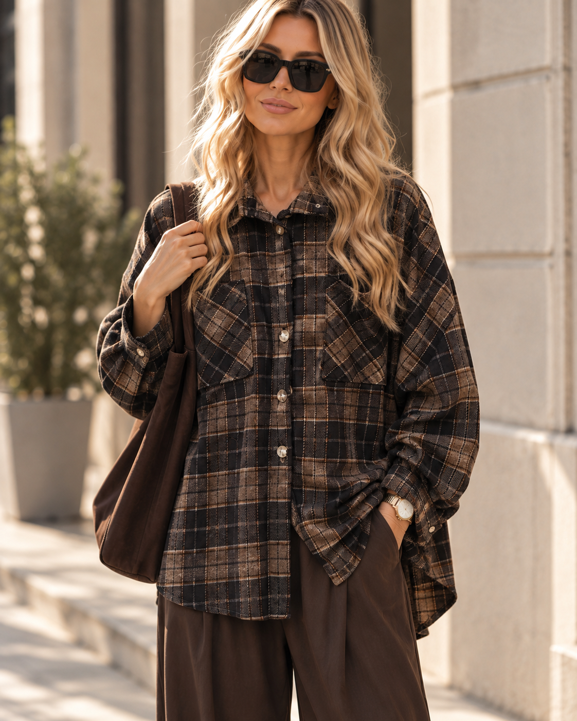OVERSIZE FLANELLHEMD KARIERT WEICH Made in Italy Gr. 36 - 46 FH0107