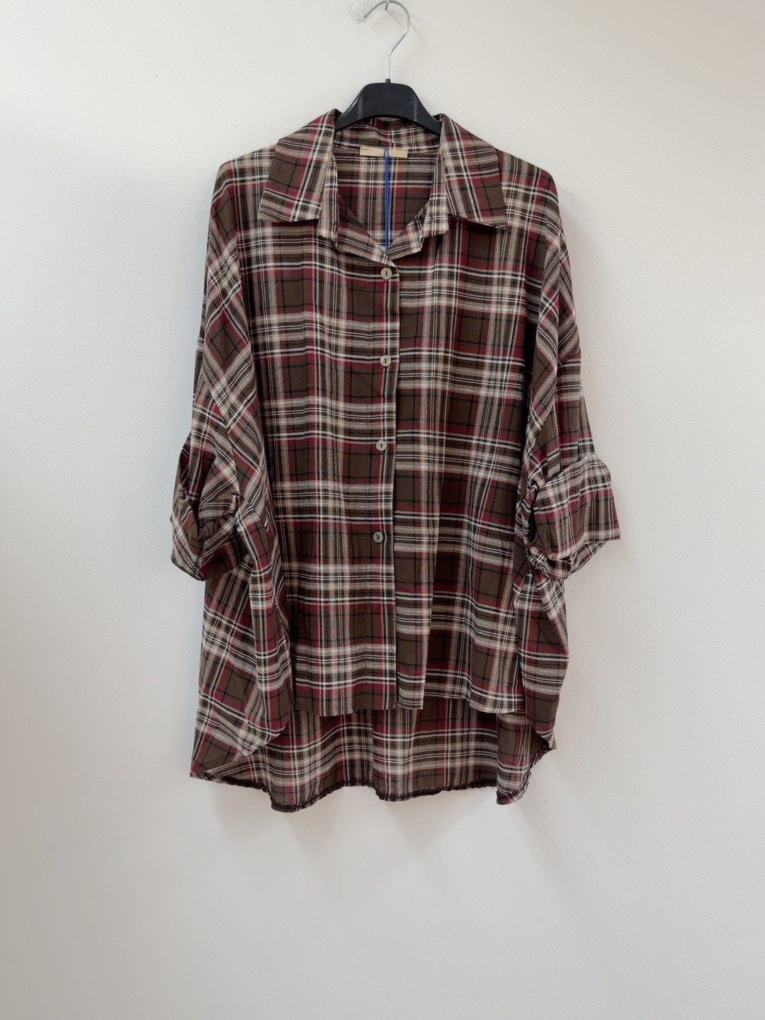 Oversize-Karo-Bluse I BL0139 I Made in Italy Gr. 34-44