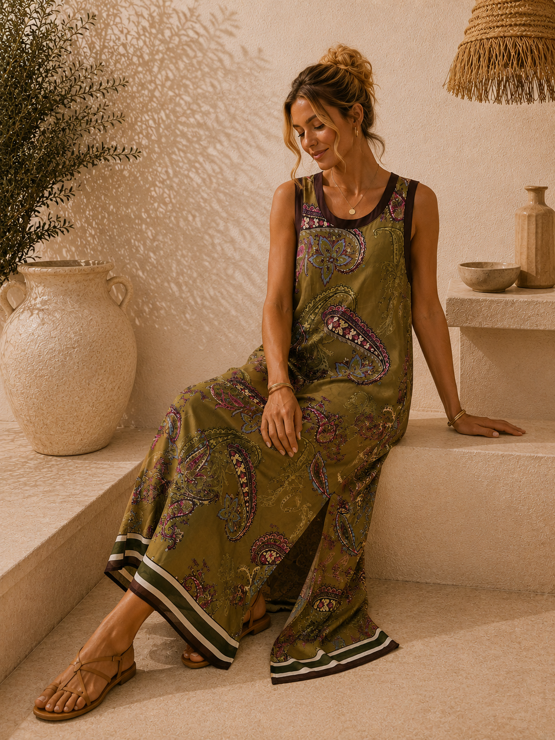 Satin-Kleid Evelina Paisley Made in Italy Viskose Qualtiät Gr. 34-40/42