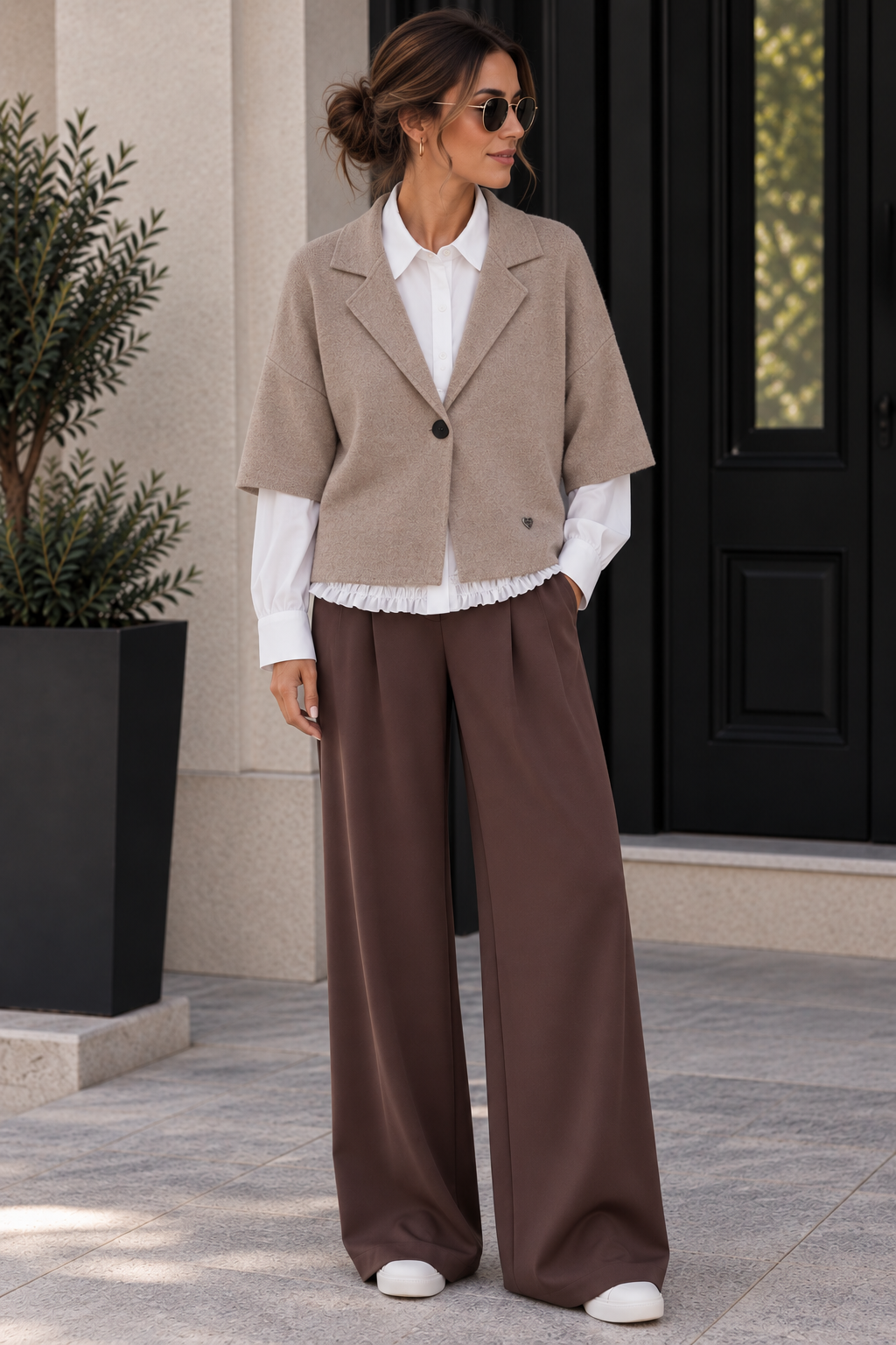 Kurzarm Strickblazer Uni I S0055 I 34-44