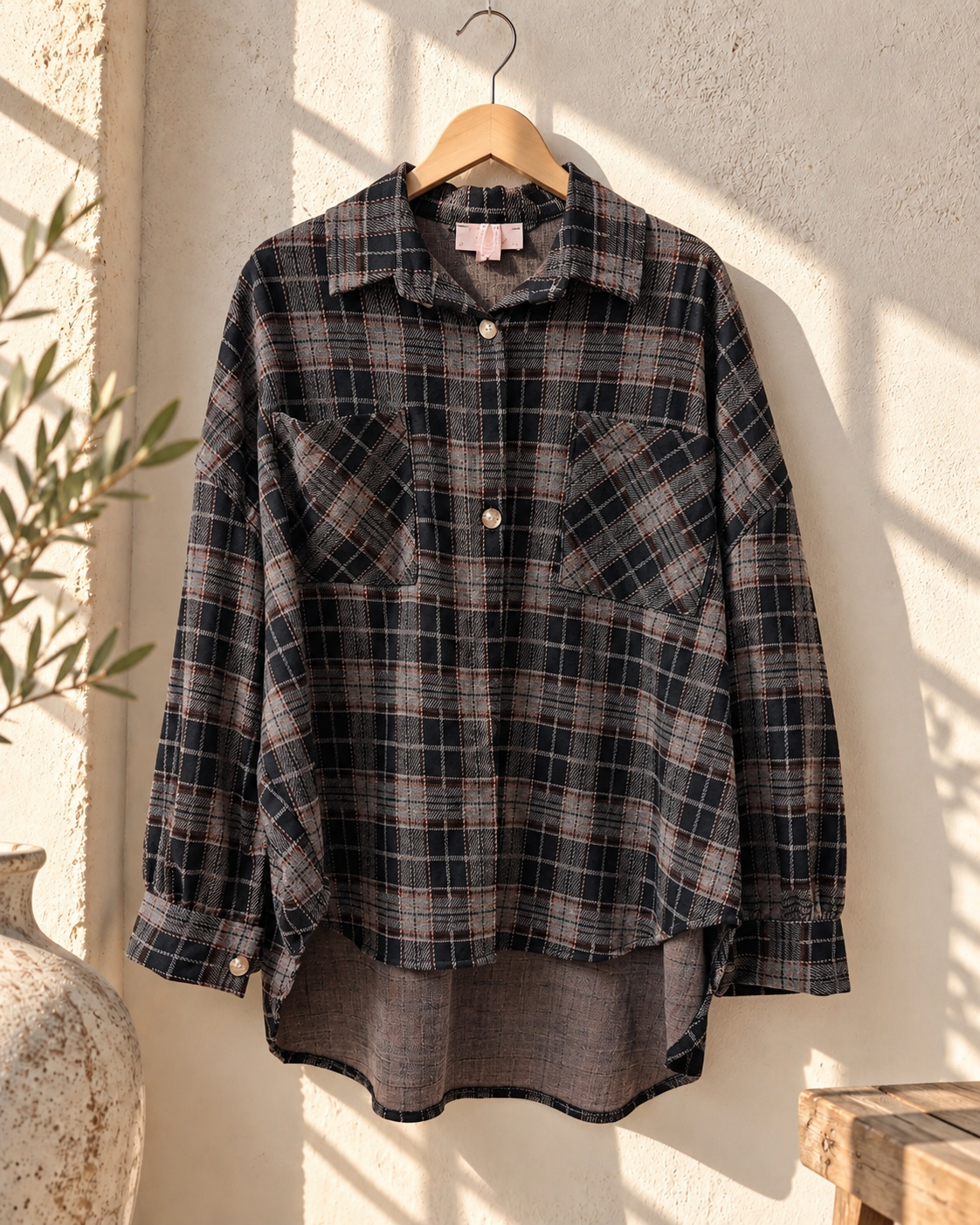 OVERSIZE FLANELLHEMD KARIERT WEICH Made in Italy Gr. 36 - 46 FH0107