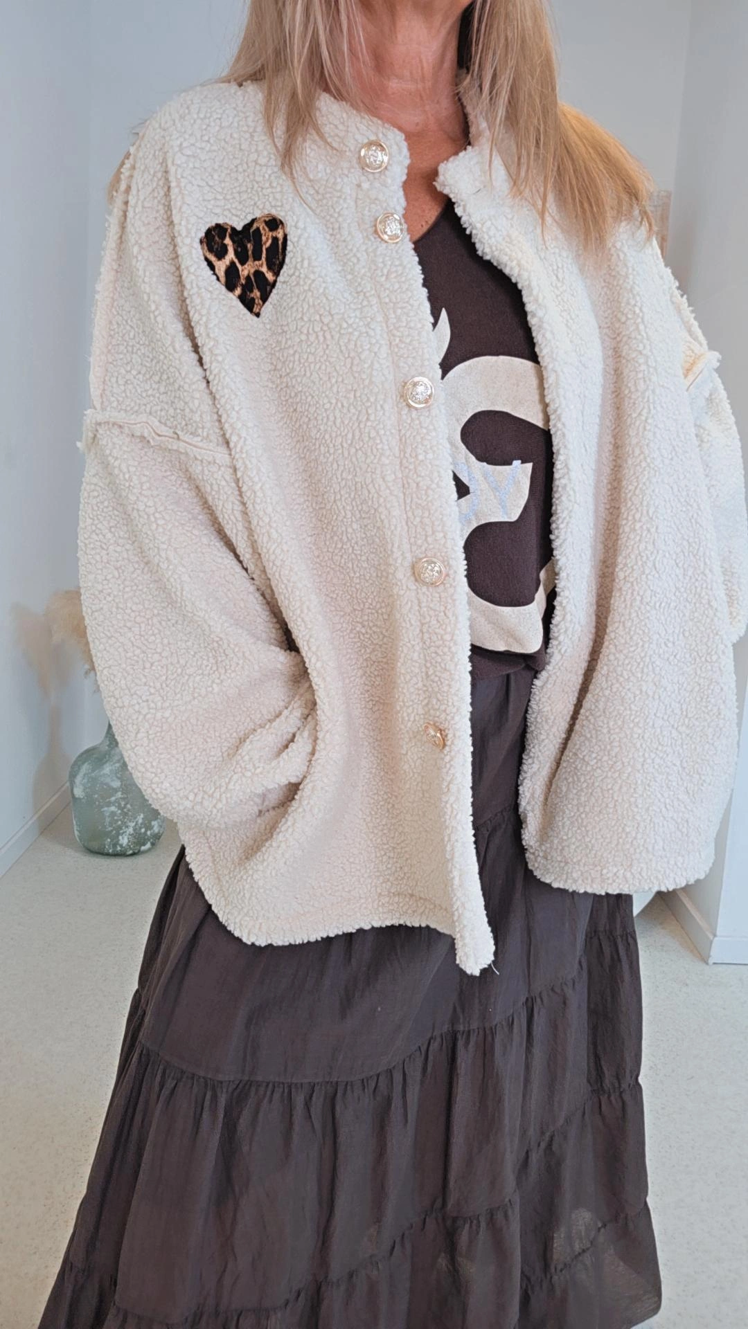 OVERSIZE TEDDY JACKE JANNIKA LEO HEART Made in Italy 36-44/46