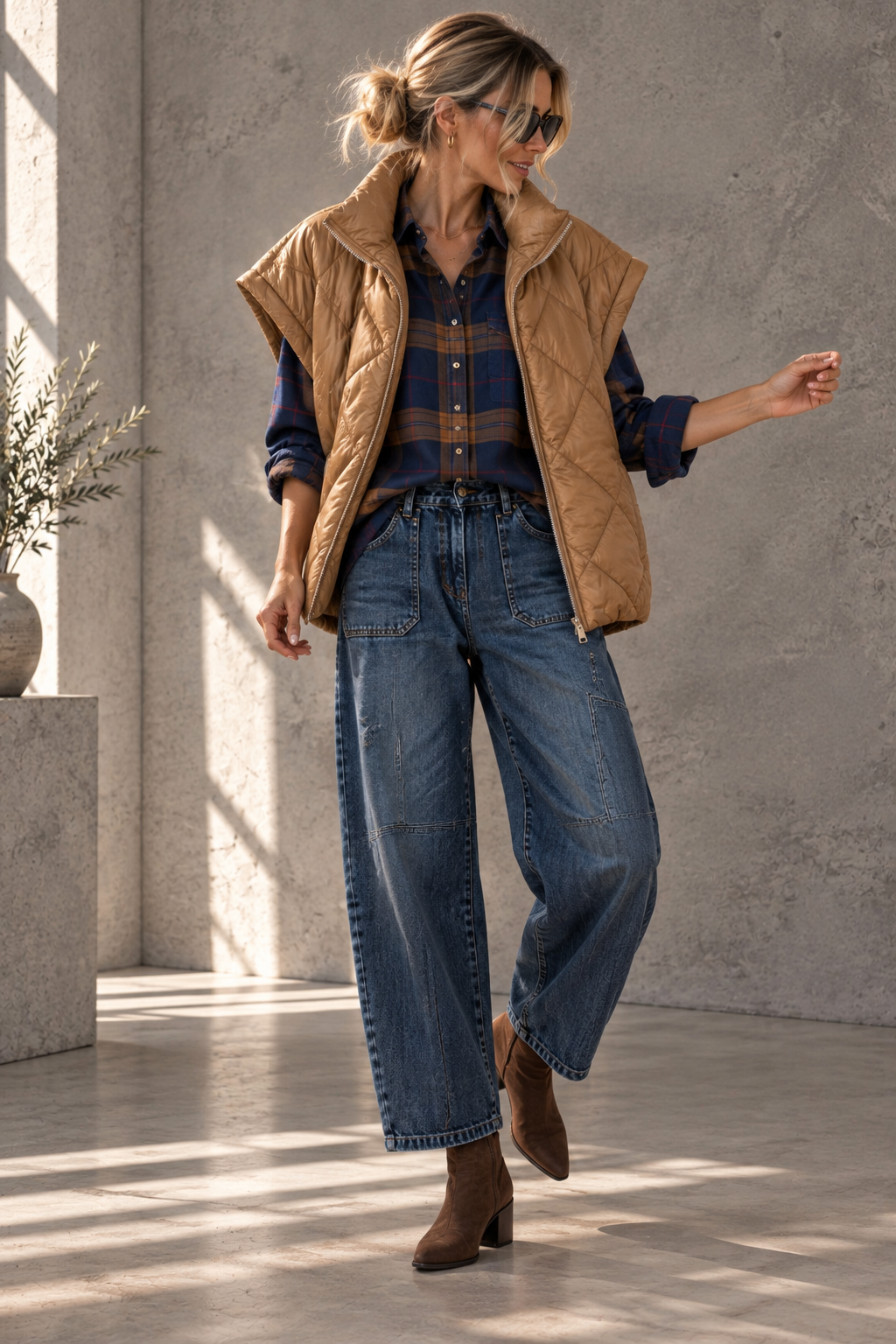 Cozy Flanell Karo Oversize-Bluse I BL0132 I 34-44 I Made in Italy