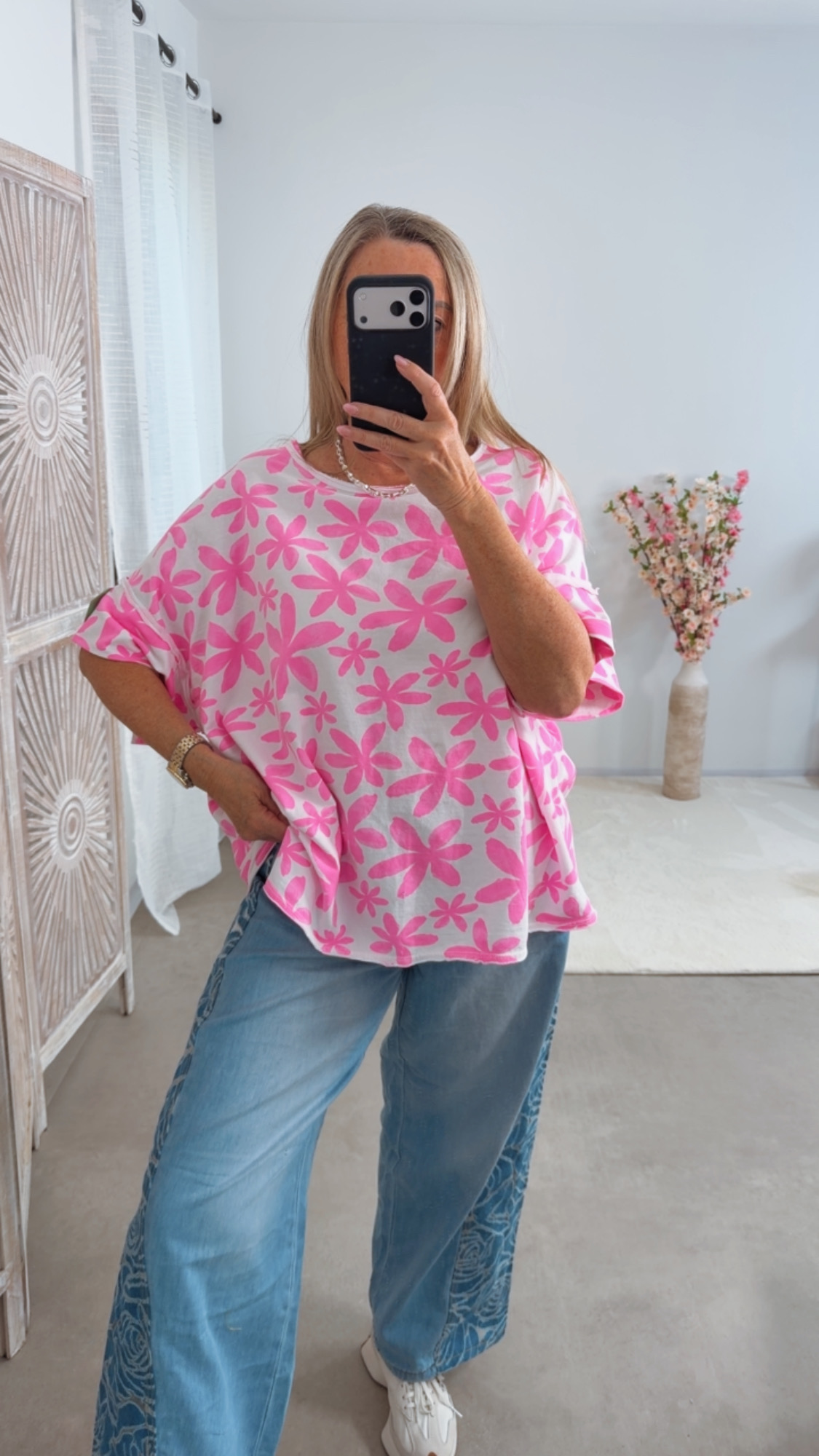 🌸🌴 Blumen-Shirt Lunara Made in Italy 34-44/46