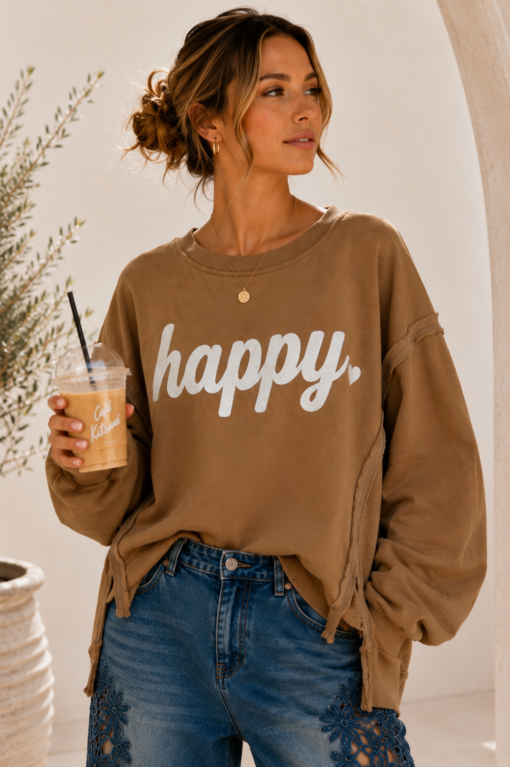 Sweatshirt Nives – Happy Vibes im lässigen Oversize-Look Made in Italy 34-48