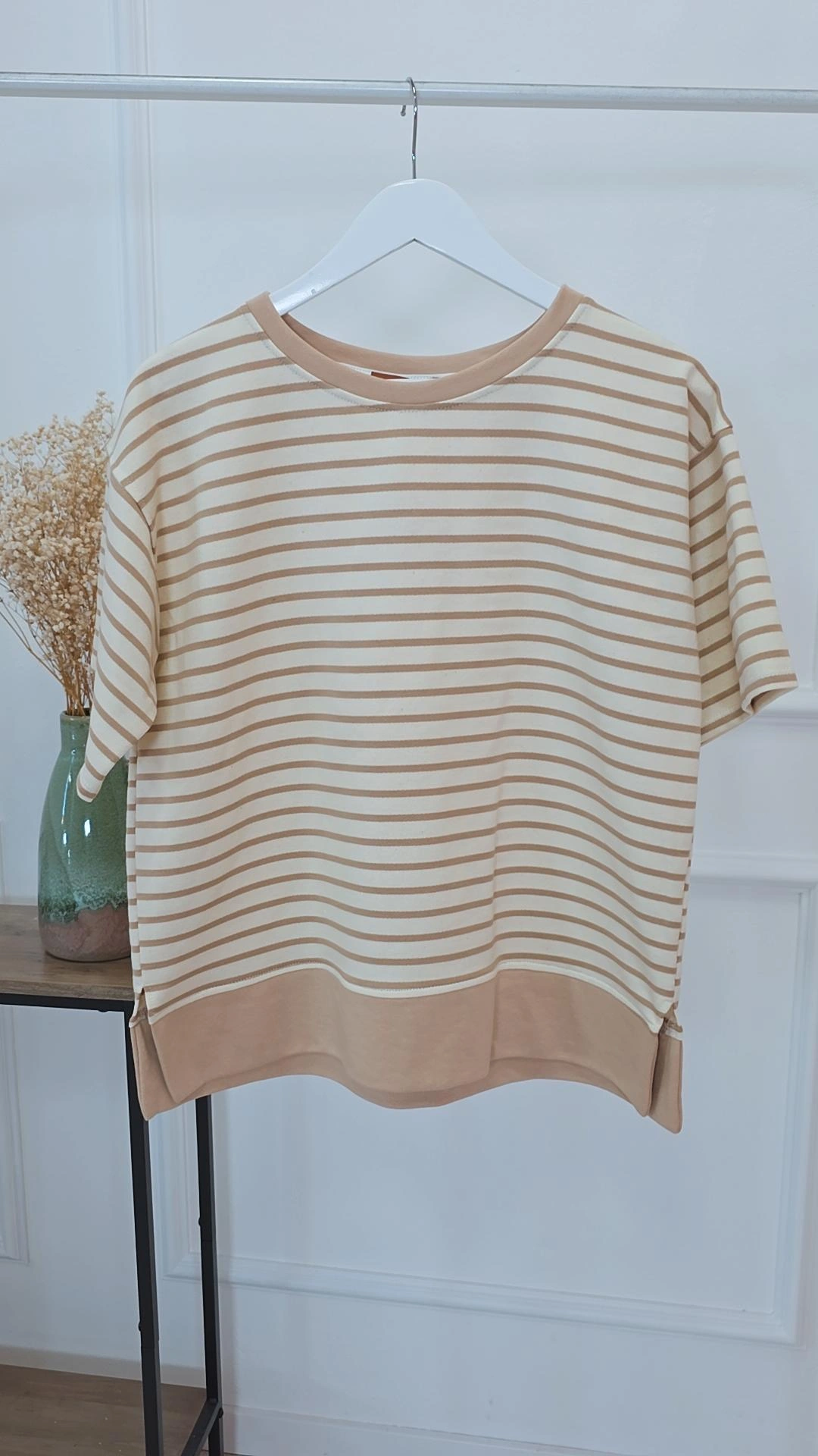 OVERSIZE SWEATER YESENIA STRIBES Made in Italy 34-44/46 Kurzarm Sweatshirt