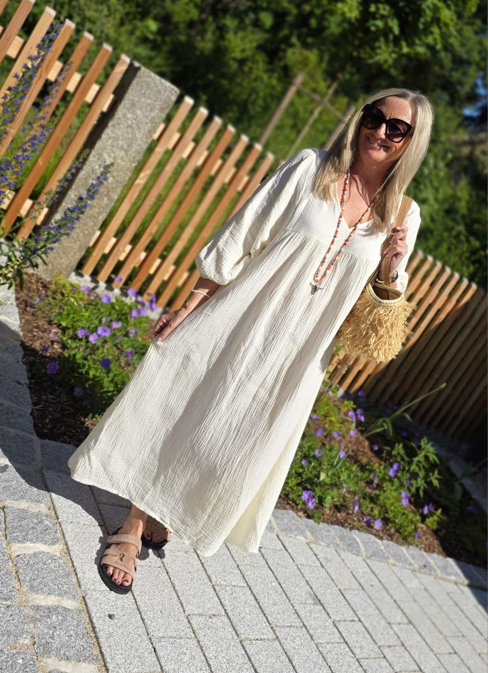 MUSSELIN MAXI DRESS PAROS NEW Made in Italy 34-46/48  Oversize Kleid