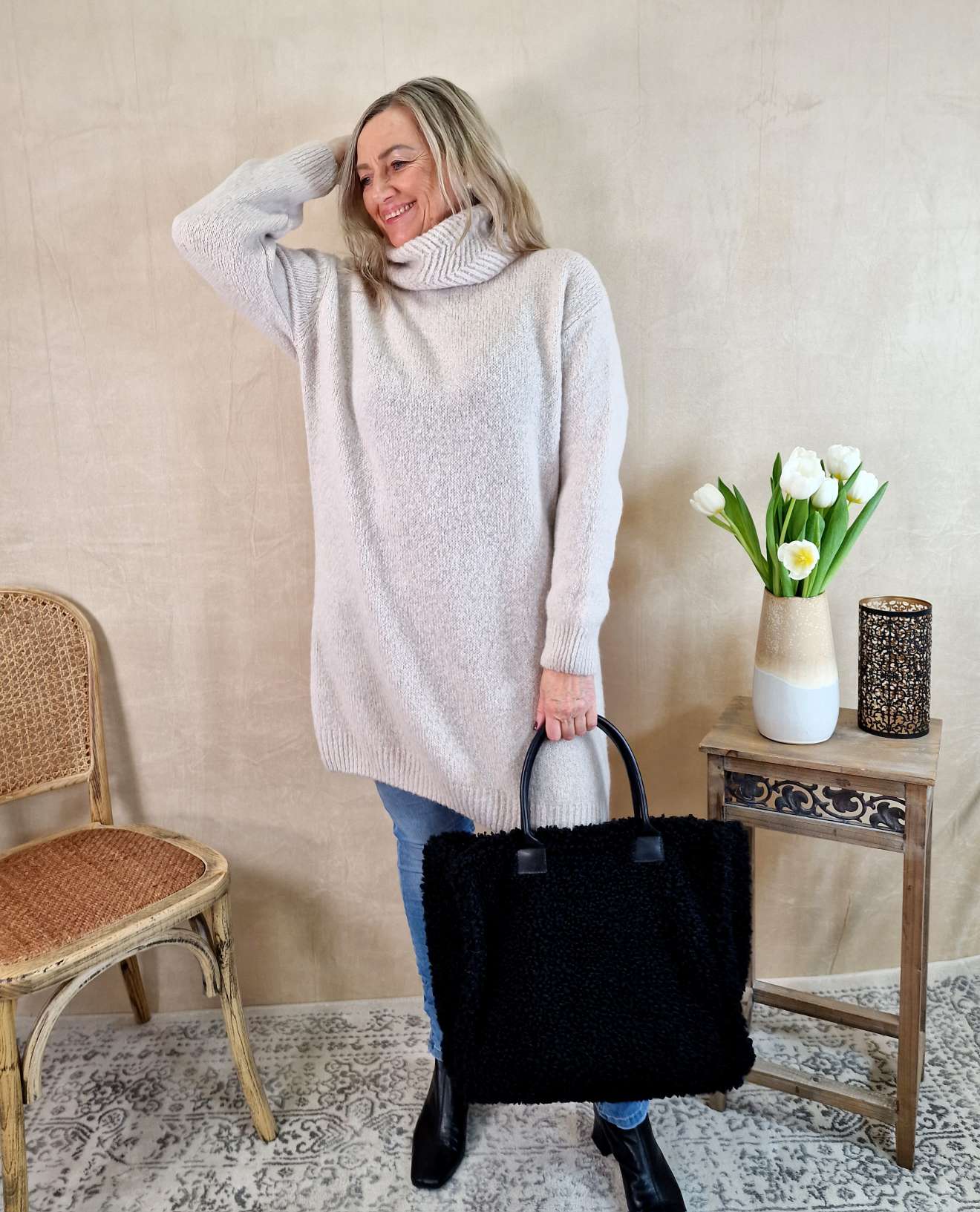 KNIT DRESS BALTIMORE SAND 34-42 Strickkleid Kleid Rollkragen Made in Italy KNIT DRESS BALTIMORE SAND 34-42 Strickkleid Kleid Rollkragen Made in Italy