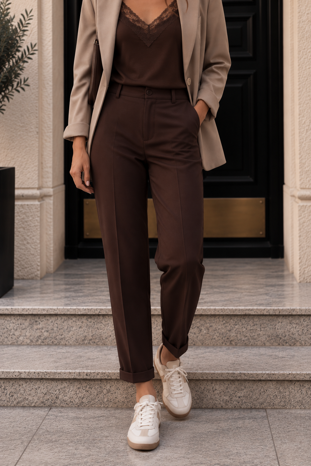 Chino Hose Uni H0066 Schoko I Made in Italy