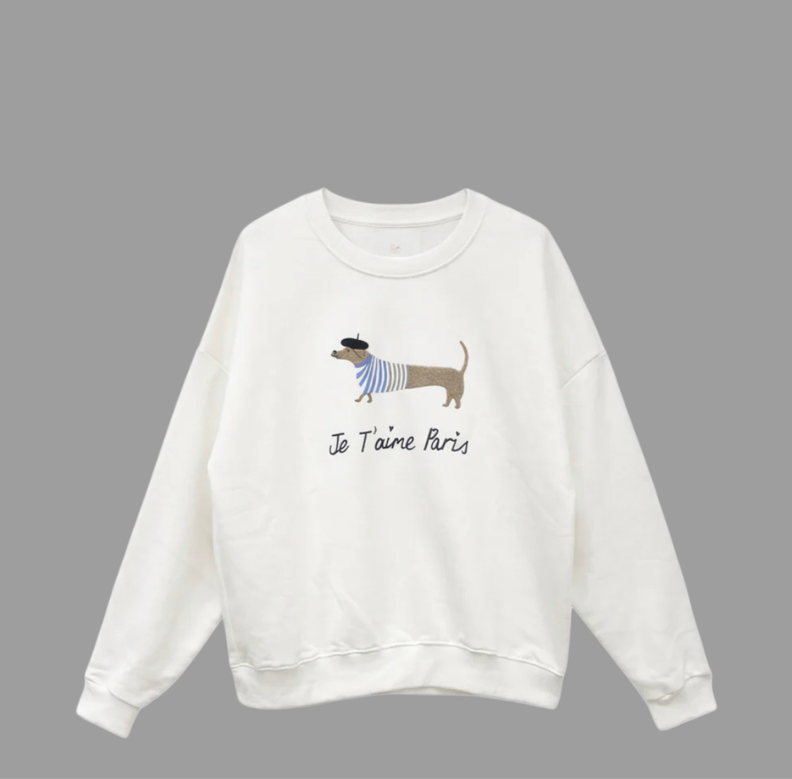 🐾 Sweatshirt „Dackel – Je t’aime Paris“ 🗼Sweater 34-40-42 weiß