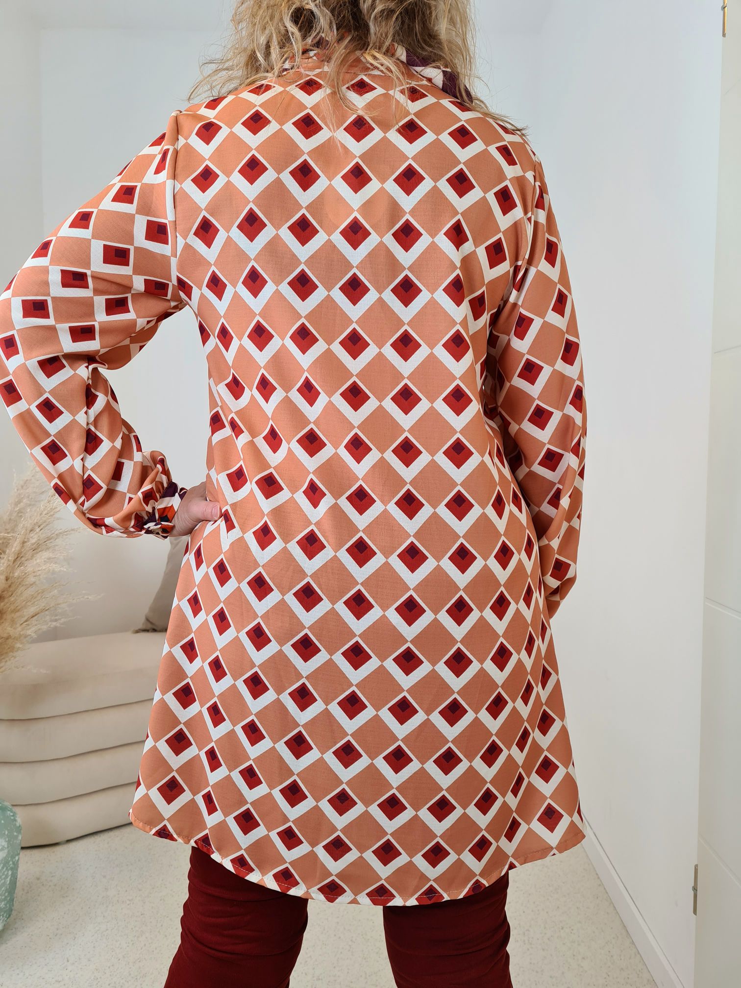 LONG BLUSE ELDORA CAMEL A-Form Kleid Made in Italy 34-40/42 LONG BLUSE ELDORA CAMEL A-Form Kleid Made in Italy 34-40/42