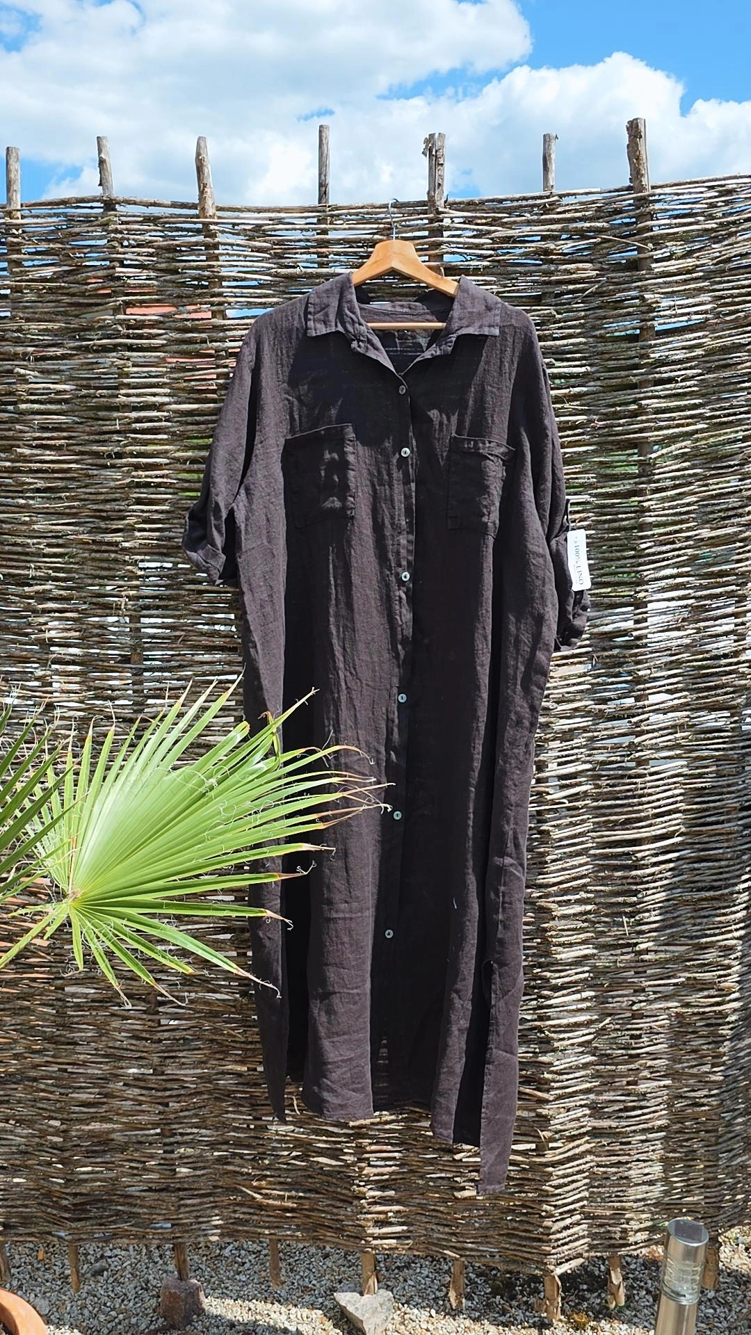 LINEN DRESS ESTELA Made in Italy 34 - 44/46 Leinen Blusen Kleid