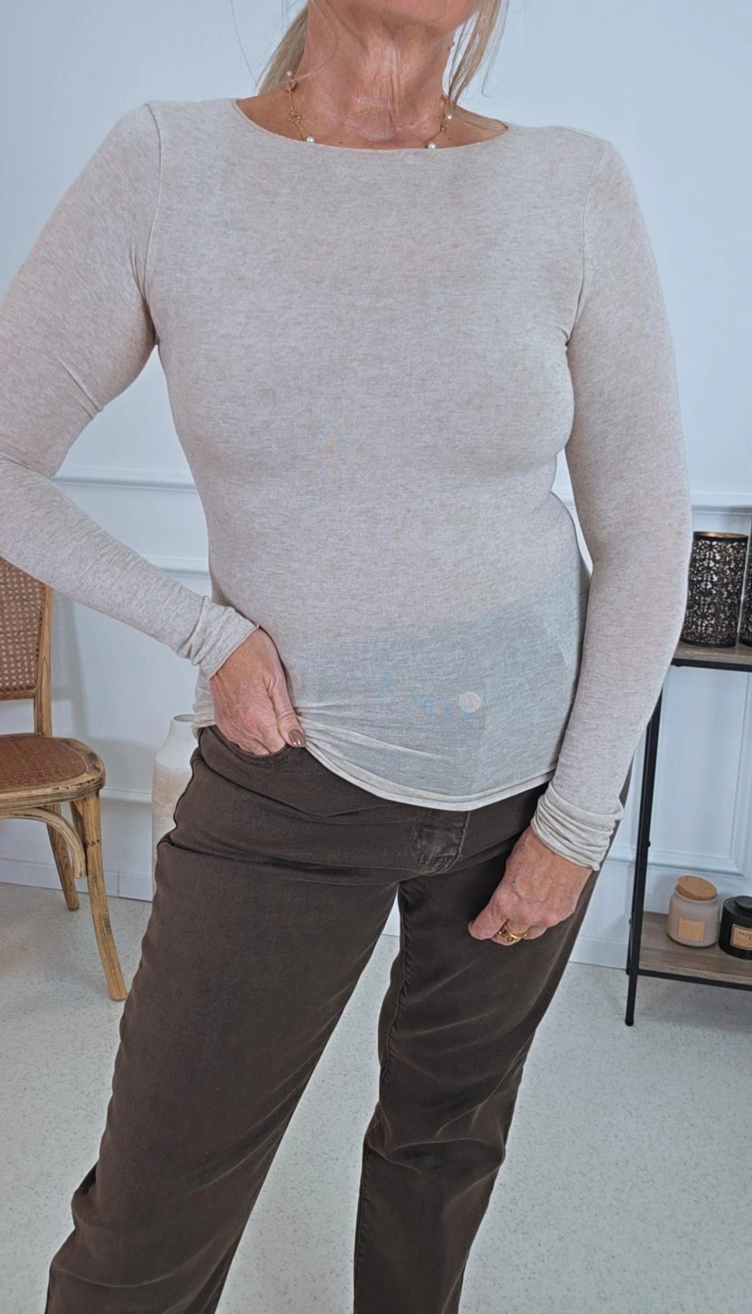 CASHMERE LONGSLEEVE SHIRT QUEEN LANGARM UNI 34-40/42 Made in Italy