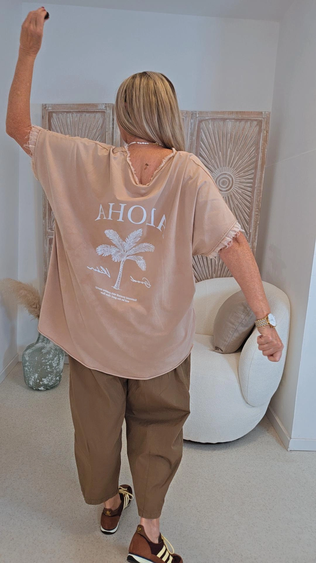 BASIC SHIRT ALOHA PALMS STONEWASHED VOKUHILA Made in Italy 34-44/46