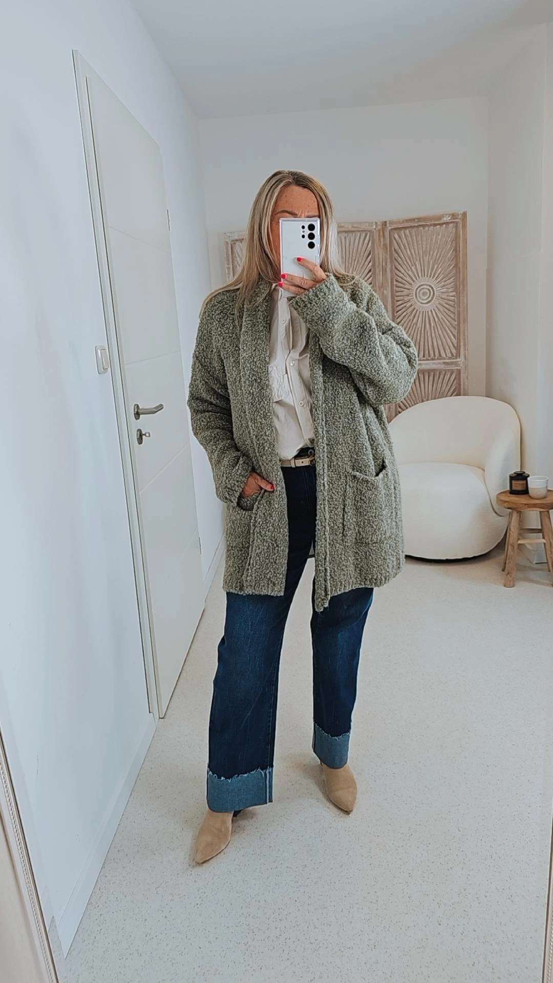 BOUCLE KNIT CARDIGAN MIRIAM SHORT 34-42 Made in Italy kurze Strick Jacke Oversize BOUCLE KNIT CARDIGAN MIRIAM SHORT 34-42 Made in Italy kurze Strick Jacke Oversize