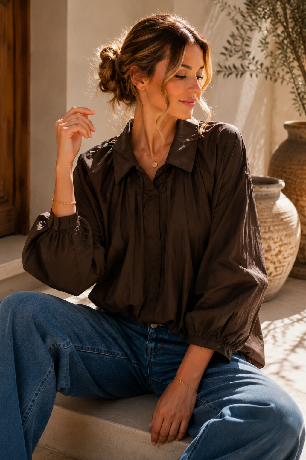 Ballonbluse „Vittoria“ – Made in Italy 🇮🇹  34-42 Basic Bluse