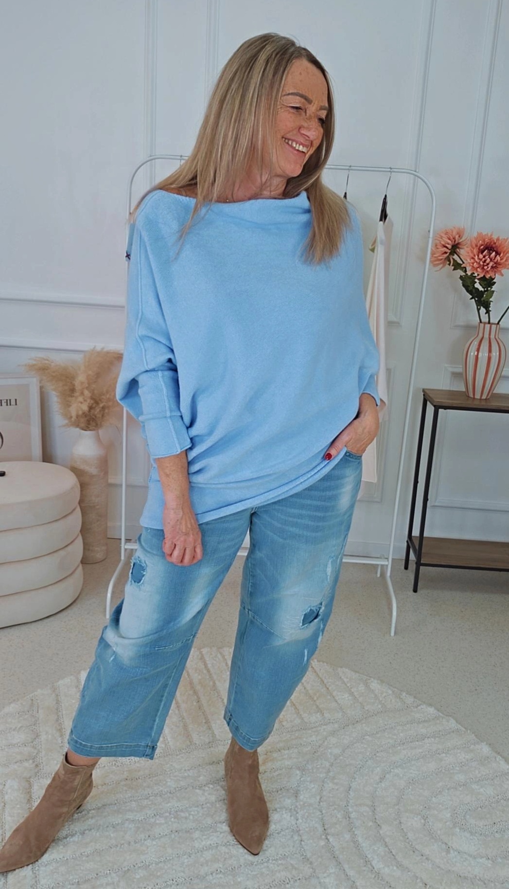 OVERSIZE KNIT SWEATER ASYMMETRISCH RAMONA Made in Italy 34-42/44 Strickpullover