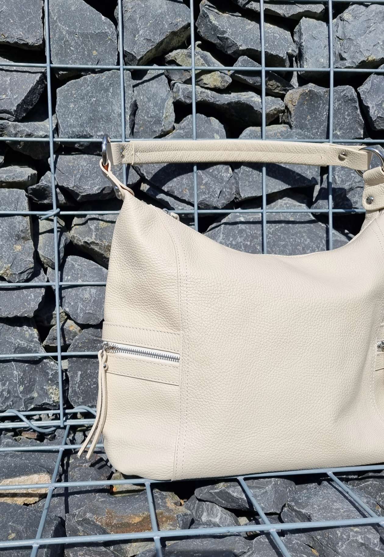 Edler LEDER SHOPPER ORNELA CREME Echt Ledertasche Shoppingbag Made in Italy Edler LEDER SHOPPER ORNELA CREME Echt Ledertasche Shoppingbag Made in Italy