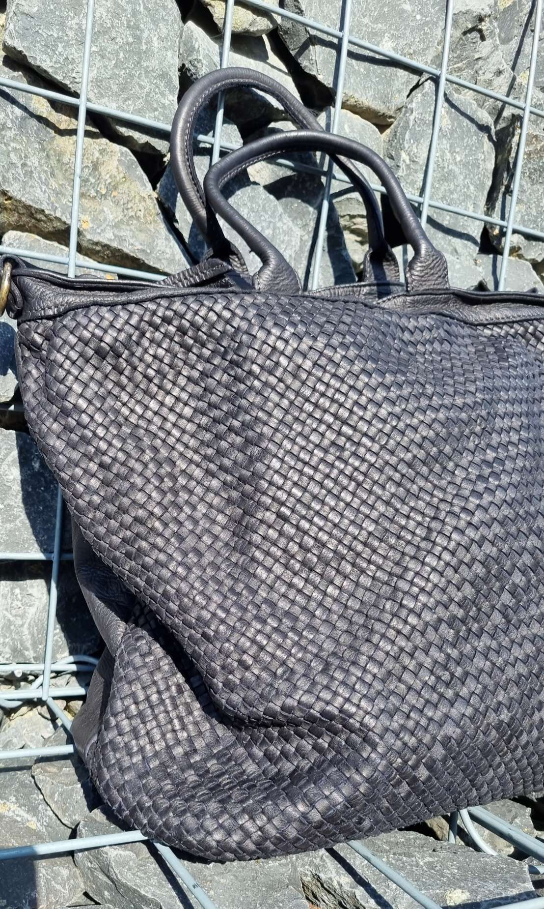 BIG LEDER SHOPPER BELISA SCHWARZ FEIN gewaschenes Leder Tasche geflochten Made in Italy Ledertasche BIG LEDER SHOPPER BELISA SCHWARZ FEIN gewaschenes Leder Tasche geflochten Made in Italy Ledertasche