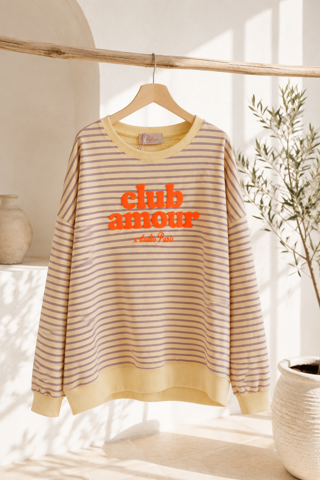 Sweatshirt / Sweater No. SW010 | Streifenlook | Oversize | Made in Italy | passt bis Größe 42/44