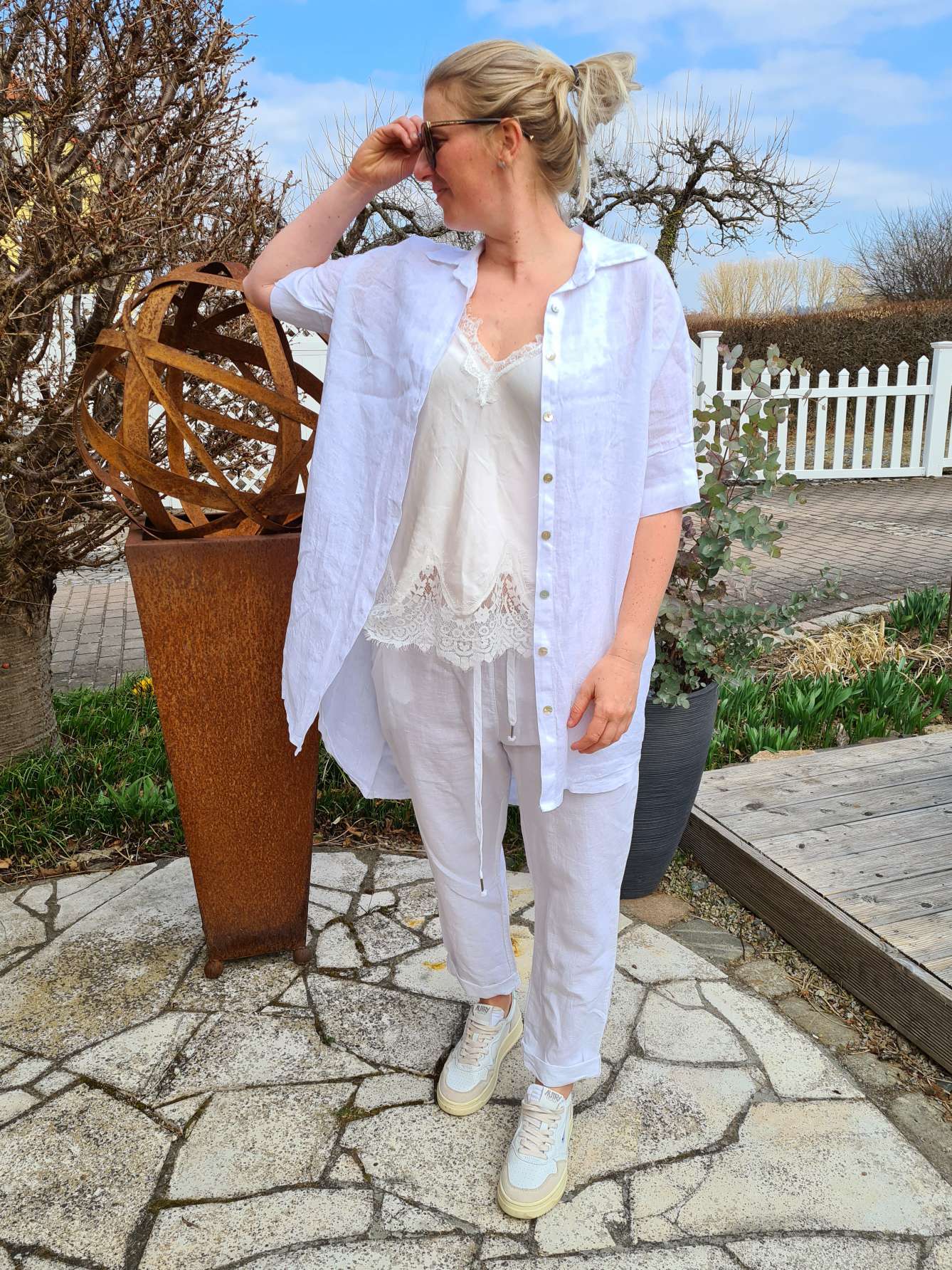 LINEN TUNIKA AREZZO LONG WEISS Leinen Bluse Kleid Made in Italy 34-42 Longbluse LINEN TUNIKA AREZZO LONG WEISS Leinen Bluse Kleid Made in Italy 34-42 Longbluse