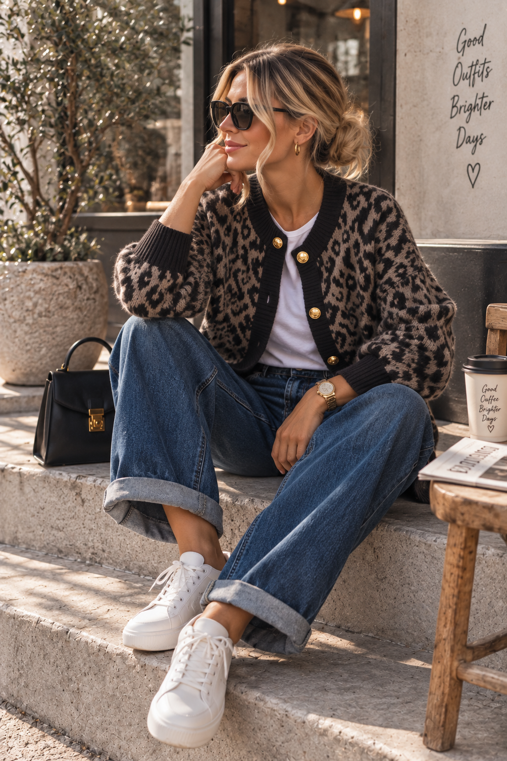 SJ0117 – Leo Strickjacke mit goldfarbenen Knöpfen I 36-46 I Made in Italy