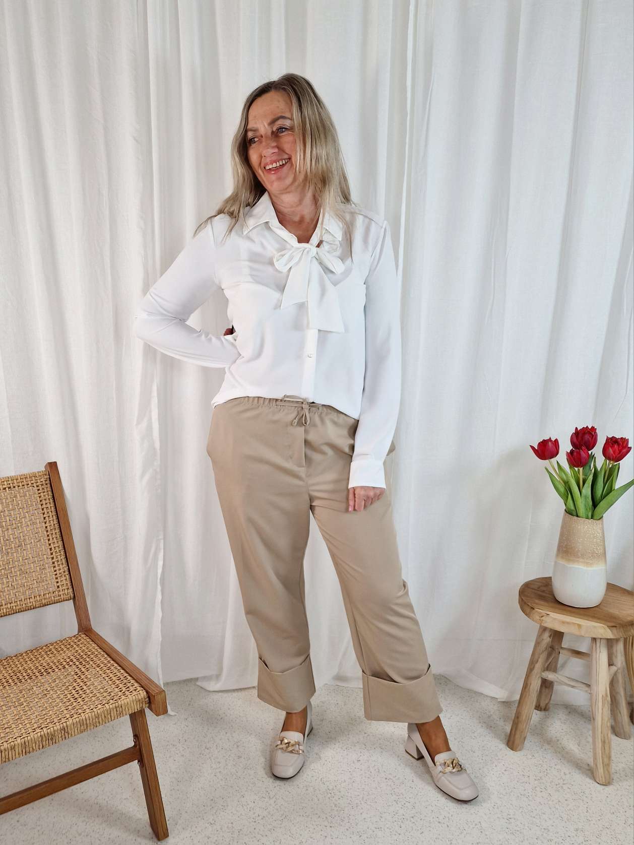 2. WAHL - SCHLUPPENBLUSE LEA CREME WEISS 34 - 40 Made in Italy Bluse